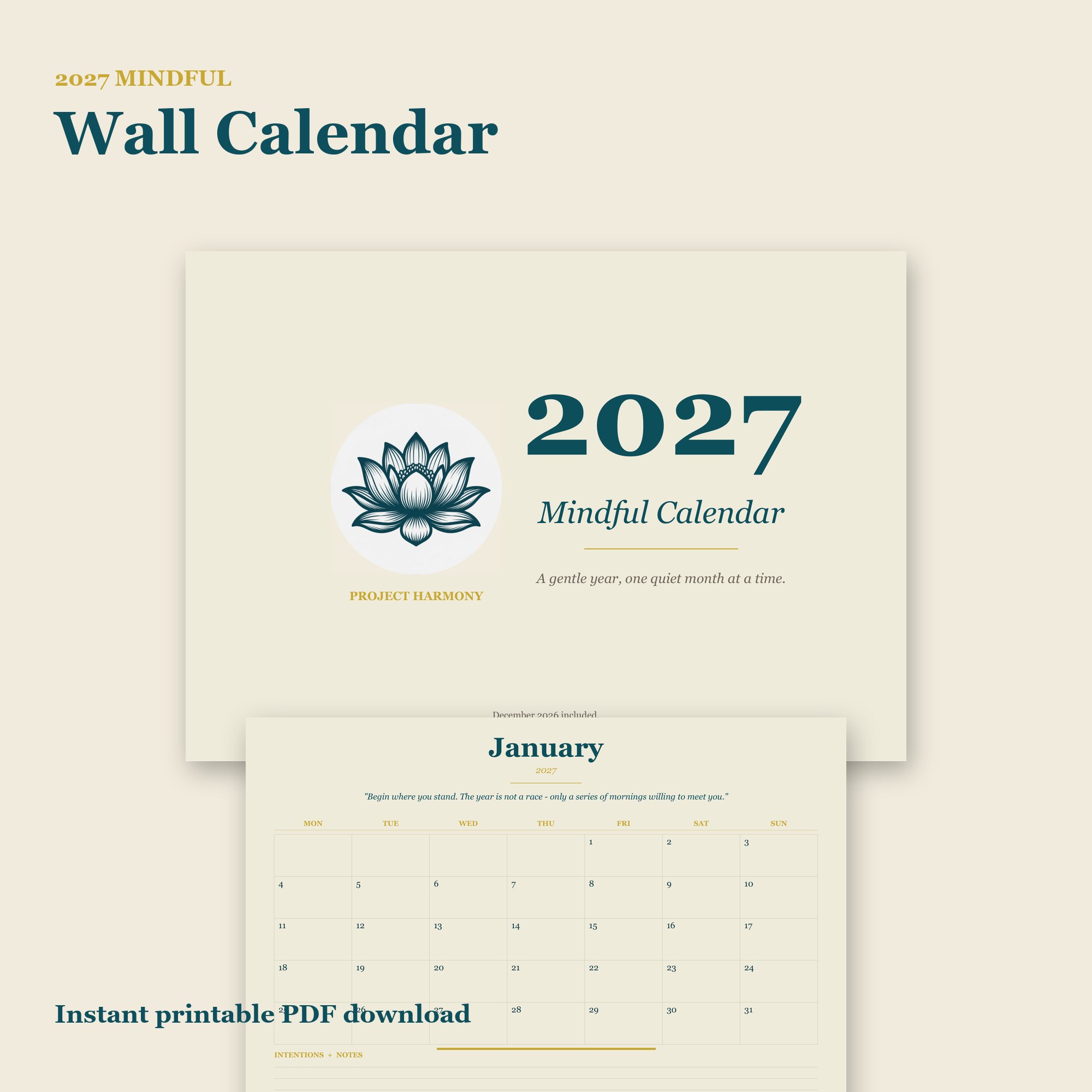 2027 Mindful Calendar landscape edition