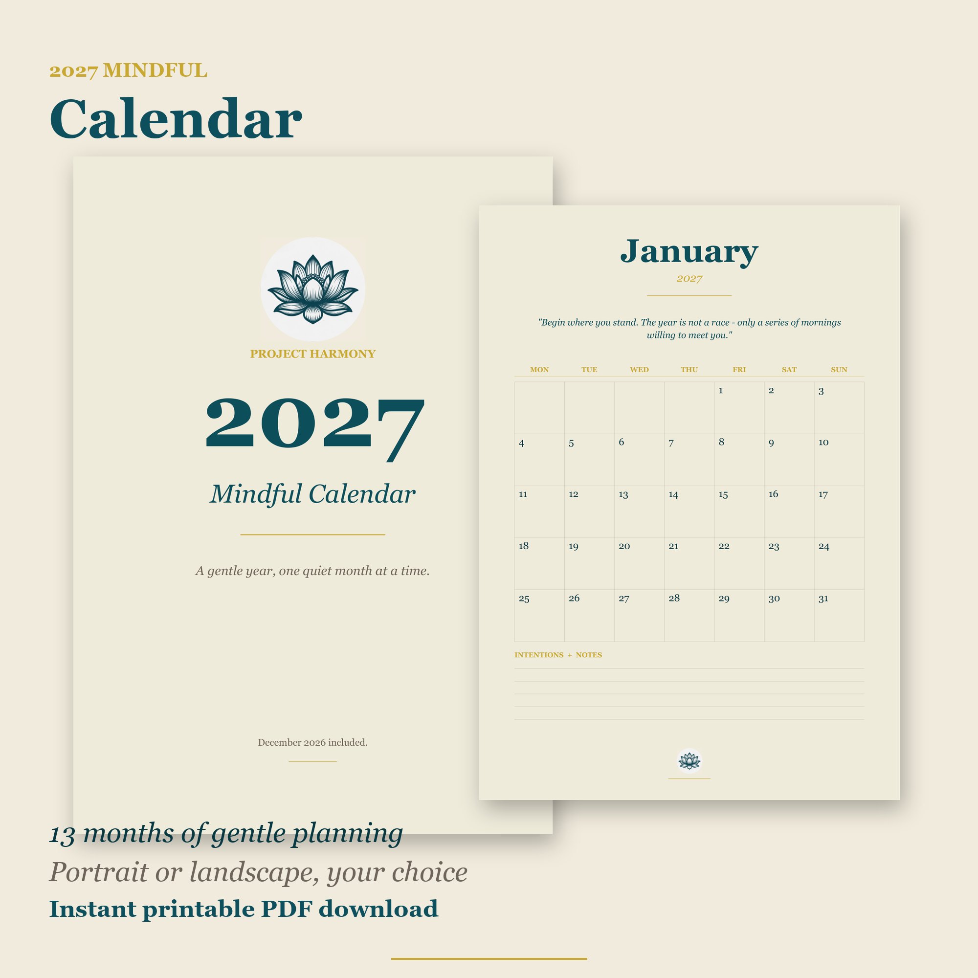 2027 Mindful Calendar portrait edition