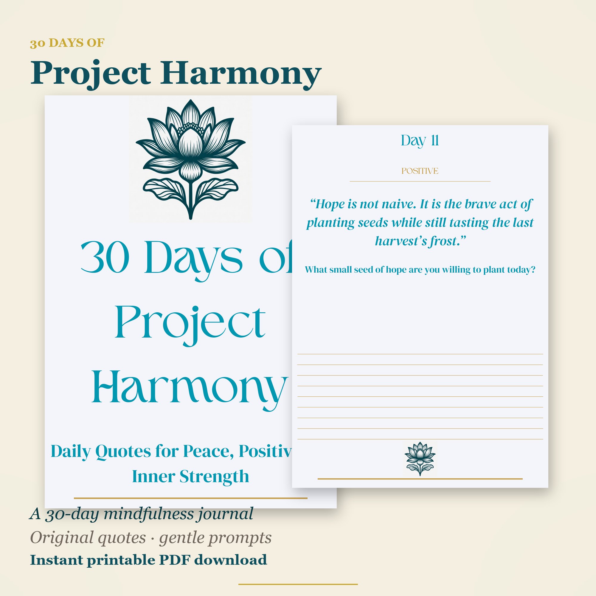 30 Days of Project Harmony mindfulness journal cover